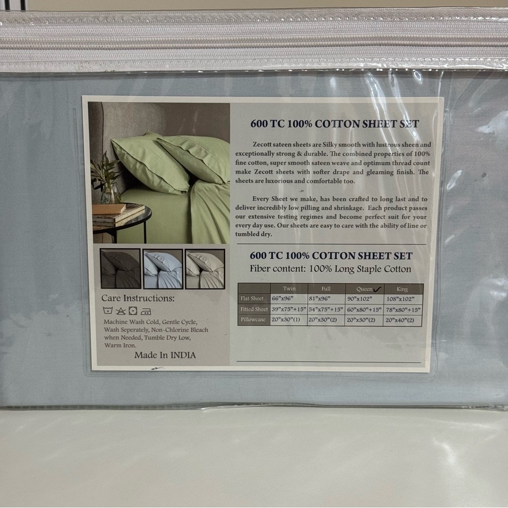 Light Blue Sheet Set Queen NEW - Picture 3 of 3